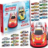 Vertrex Speelgoed Auto Set - 24 stuks - Autos voor Jongens - Speelgoedauto - Pull Back Wheels Autootjes - Auto's - Speelgoedautootjes