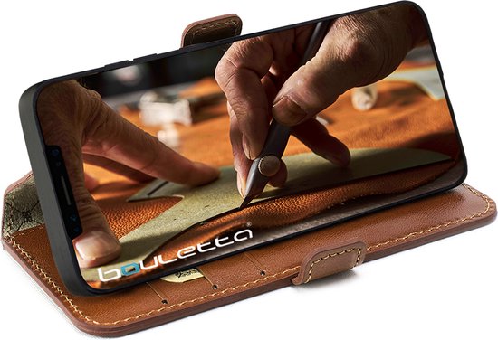 Bouletta iPhone 15 Pro Max Bouletta BookCase en cuir - Cognac Brûlé