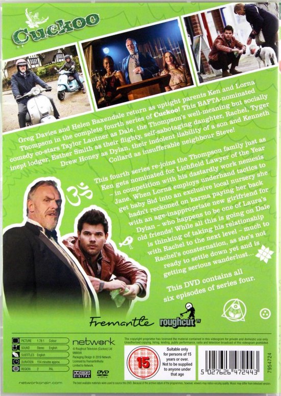 Achterkant van de Cuckoo Complete Serie 4 dvd-hoes, met castfoto's en synopsis.