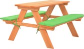 The Living Store Table de pique-nique pour enfants - Bois de pin Massief - Coussins résistants à l'eau - Vert - 89 x 79 x 50 cm