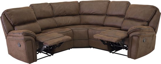 Saranda canapé d'angle canapé inclinable PU cuir artificiel marron.