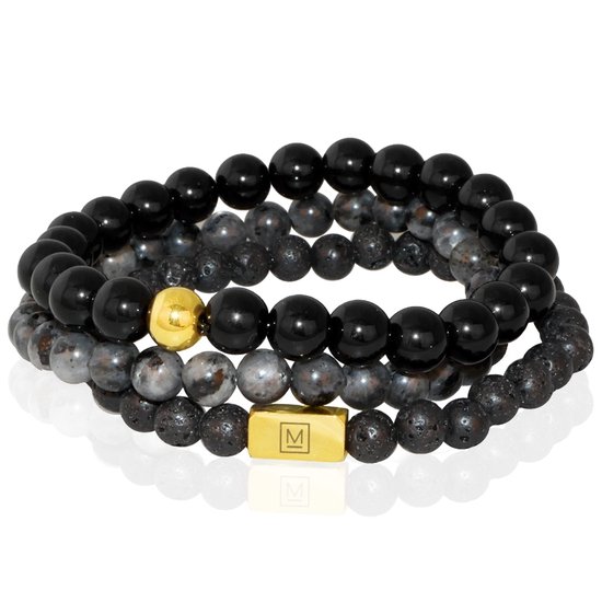 Ensemble de bracelets Memphis TRIO Bracelets de perles "Le Loup" -21cm