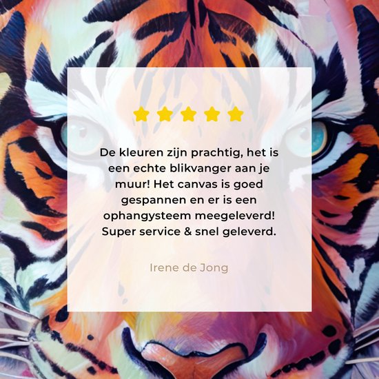 Canvas schilderij 80x60 cm - Wanddecoratie Tijger - Olieverf - Dieren - Kunst - Muurdecoratie woonkamer - Slaapkamer decoratie - Kamer accessoires - Schilderijen op canvas