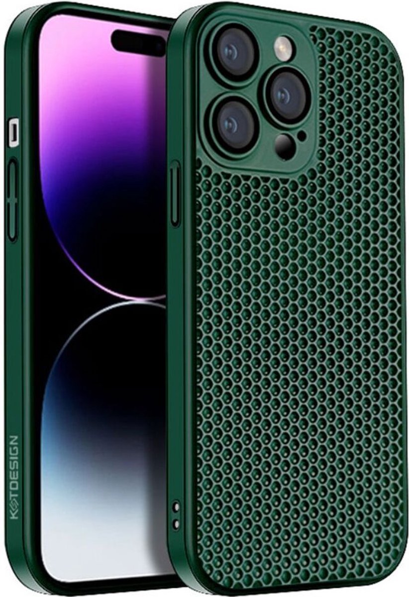 Honingraat Back Cover Groen Hoesje Geschikt voor Apple iPhone 15 Pro Max