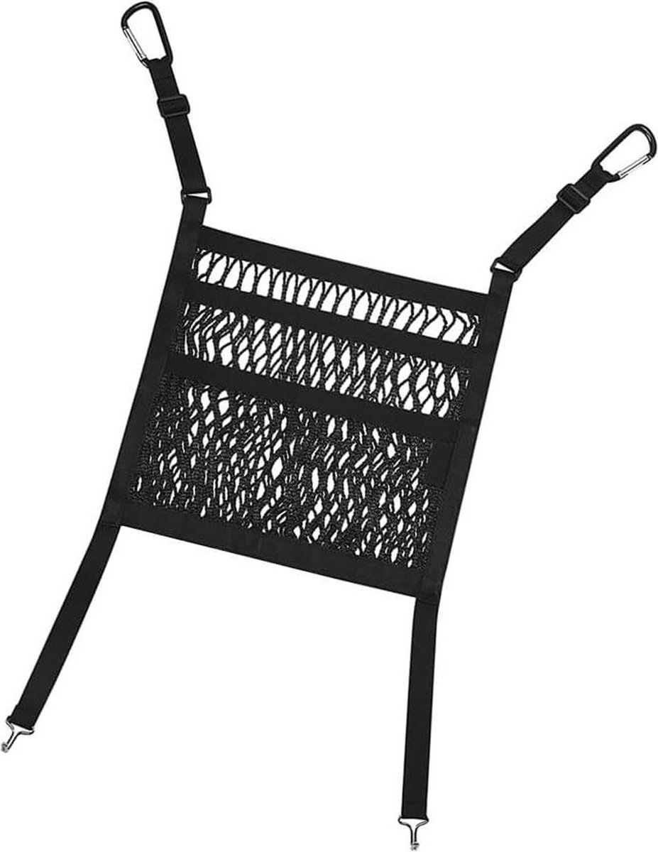 Image of 3 lagen autostoel opbergnet - 2 zakken hondennet - auto haak - rekbare mesh-barrière - voorkoming storingen huisdieren/kinderen