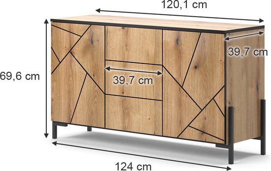 Vicco Hatto Dressoir – 124 x 69.6 cm Eiken