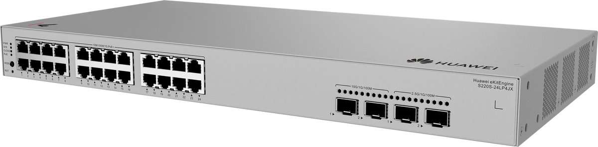 HUAWEI eKit S220S Series S220S-24LP4JX Managed L2 Gigabit Ethernet (10/100/1000) Power over Ethernet (PoE) 1U Grijs