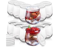 Yoghurtpot en Dessert met Deksel 200 ml 12 stuks - Oats Potje - Dessertpot - Yoghurtbeker - Yoghurt en Muesli Beker - Lunchpot - Saladebeker - Salad