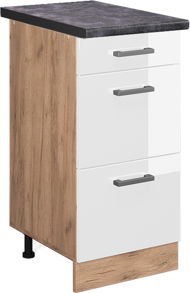 Vicco R-Line Keukenonderkast – 40 cm met laden, WB Antraciet Wit Hoogglans