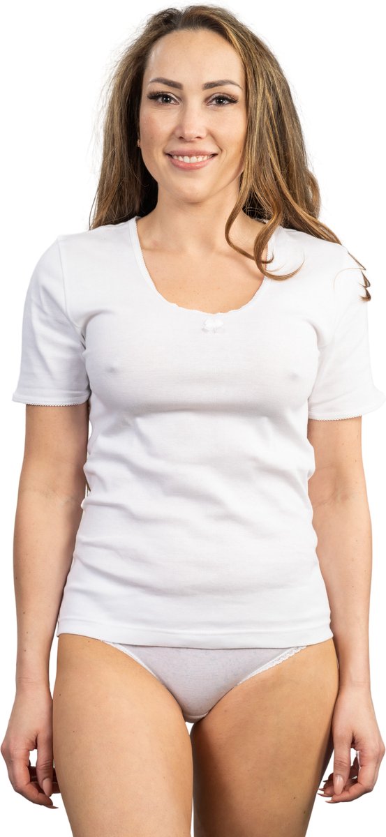 HL Tricot - Hemd korte mouw wit - Maat XL - Vrouwen - wit -