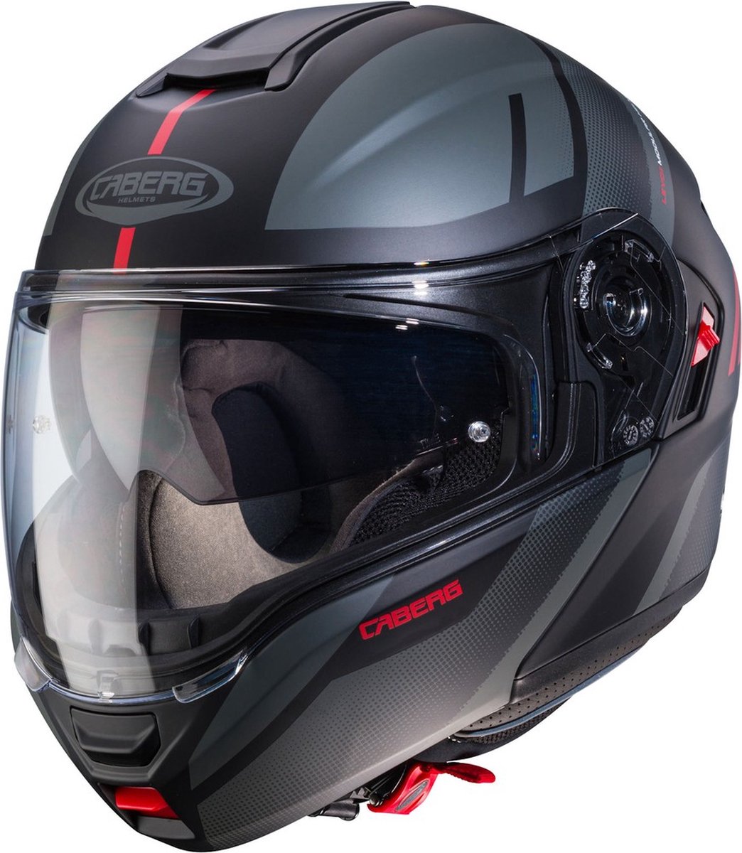 Caberg Motorrad Klapphelm Levo X Manta Matt-Schwarz/Anthrazit-Rot-L