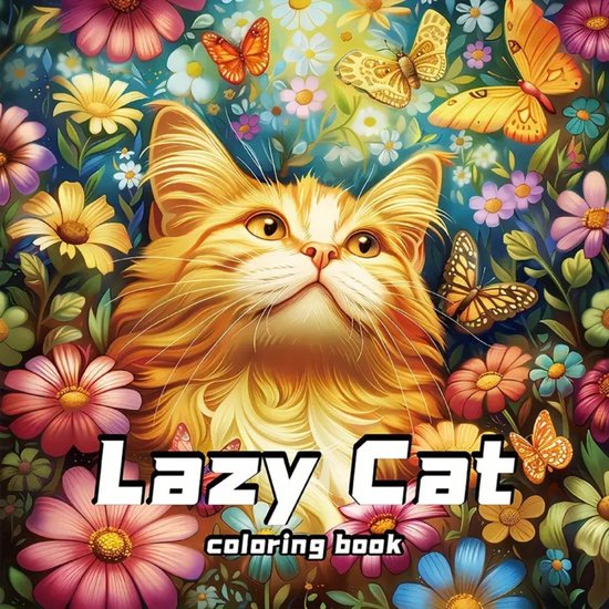Kleurboek Katten – Kleurboek Poezen – Schattige Katten Kleurplaten – Kleurboek Kattenliefhebbers – Katten Tekeningen – Lazy Cat Colorbook – Katten Kleurboek 20x20cm – 22 Kleurplaten