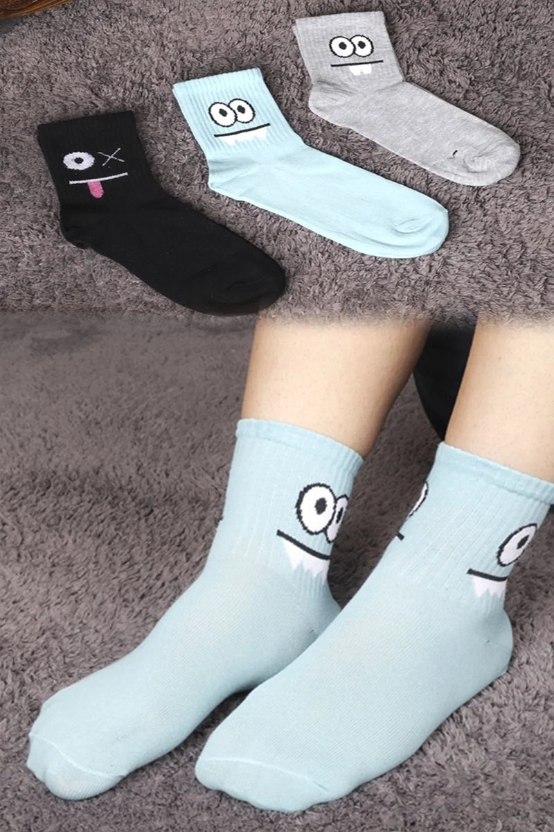Trendy Socks | 3 Paar| Premium Sokken| Cadeau| Sokken Dames| Vrolijk Patroon| Kleurrijke| Emoji| Perfect Cadeau| Maat 36-41