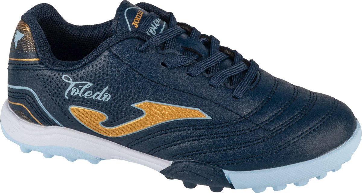 Marineblauwe Joma Toledo Jr 2503 TF voetbalschoen voor jongens, maat 37, van synthetisch leder met turfzool.