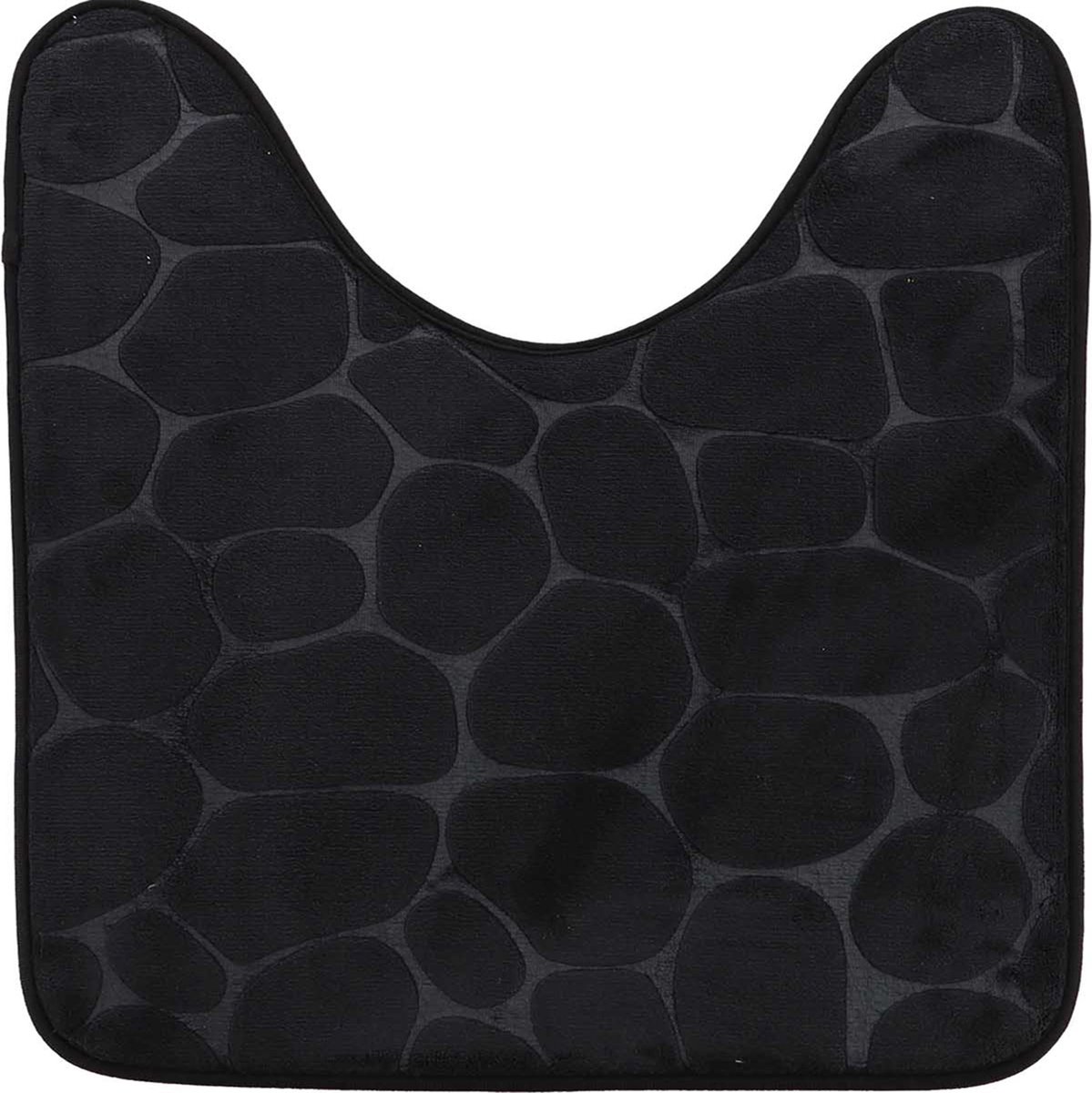 Tendance Toiletmat/wc mat Pebble - microfiber - Memory Foam - zwart - 45 x 50 cm - badkamer mat