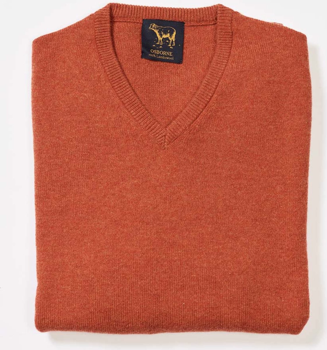 Osborne Knitwear Trui met V hals - Sweater heren in Lamswol - Pullover Heren - Ember - 4XL
