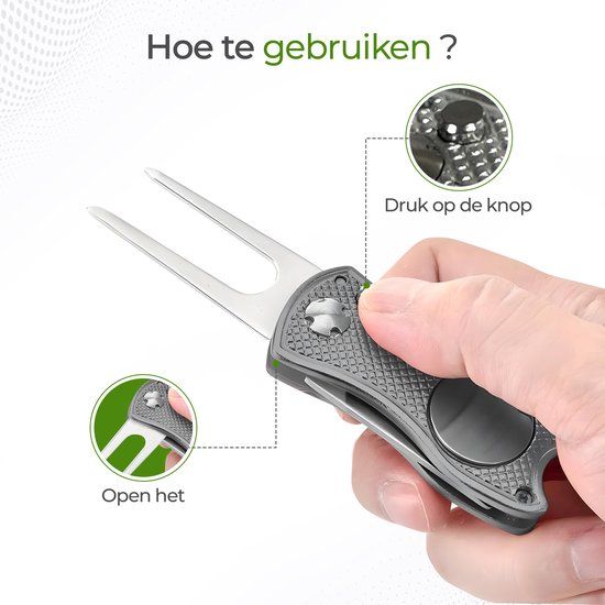 Golftrends Metalen Pitchfork - Golfaccessoires - Golf Green Repair - Inclusief Marker van Golftrends — afbeelding 2