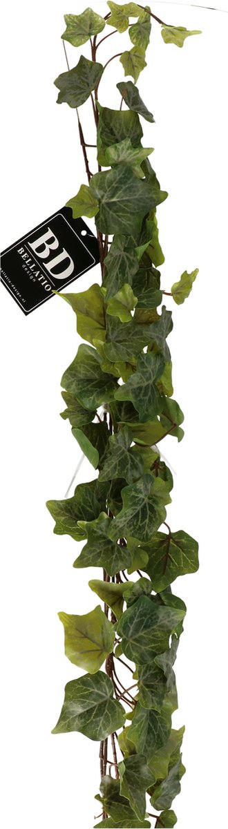 Bellatio Design kunstplant / hangplant slinger - Klimop / hedera - groen - 180 cm - lang - bladeren guirlandes - bladgroen decoratie