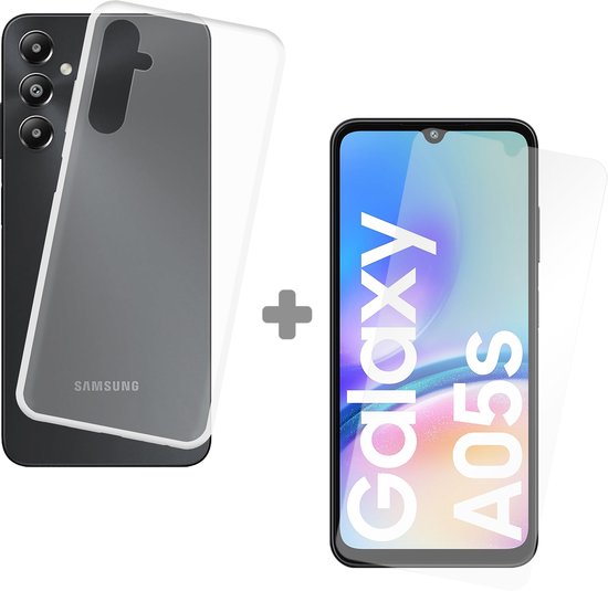 Coque Cazy Soft TPU + Protecteur en Tempered Glass adapté au Samsung Galaxy A05s - Transparent