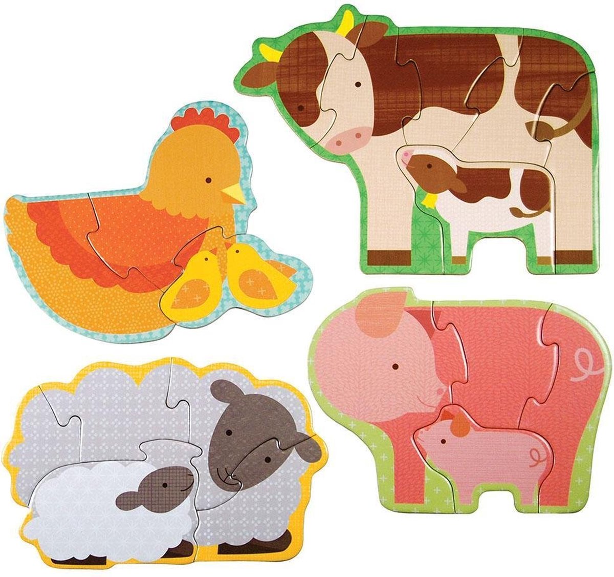 Petit Collage babydieren boerderij puzzel - educatief speelgoed karton.