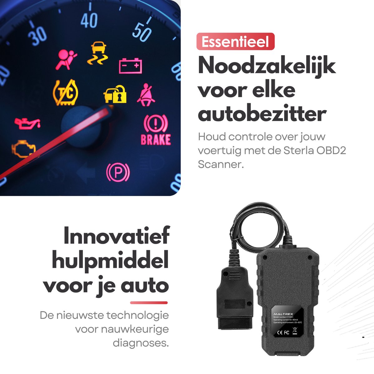 Maltrex OBD2 Auto Scanner – Auto Storing Uitlezen - Diagnose Computer - Uitleesapparaat - OBD thumbnail 2