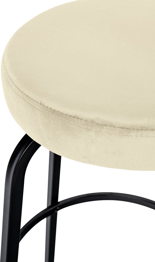 Tabouret de bar CLP Kamari - avec structure en métal - avec repose-pieds - crème
