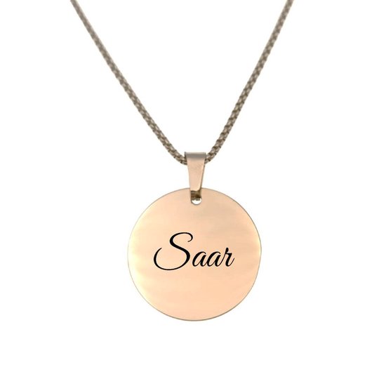 Collier en acier inoxydable avec gravure du nom - Saar - Or rose - Rond