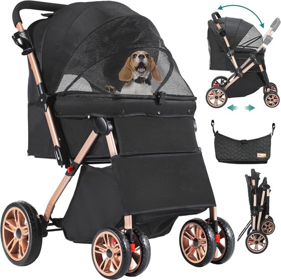 PawHut Paws hondenbuggy, opvouwbare hondenwagen, hon