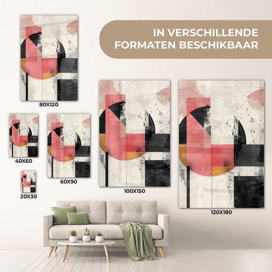 MuchoWow® Tableau sur verre 60x90 cm - Tableau sur verre acrylique - Rose - Abstrait - Esthétique - Moderne - Formes - Photo sur verre - Décoration murale salon - Décoration murale chambre - Peintures