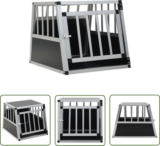 The Living Store Hondenbench met enkele deur 54x69x50 cm - Aluminium Hondenbench - Honden Transportbox - Honden Kooi - Hondenautostoel - Veilige Reis Hond