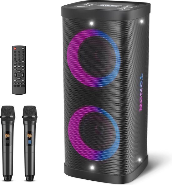 Karaoke Machine Kids met 2 draadloze microfoons, draagbare
