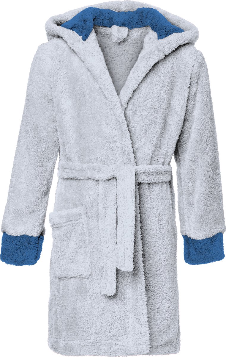 Timone Kinderen Badjas met Capuchon - Wasmachine bestendig - Polyester - TI-Kids - Grijs/Jeans (717/654) - 110-116