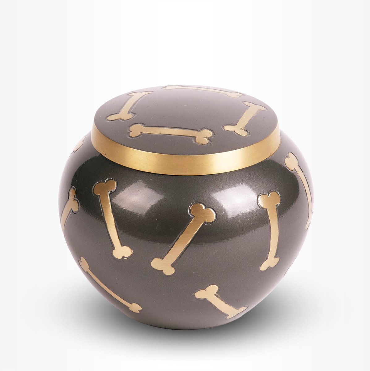 Dieren Urn Hond Middel 800 ml Grijs Goudkleurig Bot - Dieren Urn voor As Crematie - Urn Hond - Urn Kat