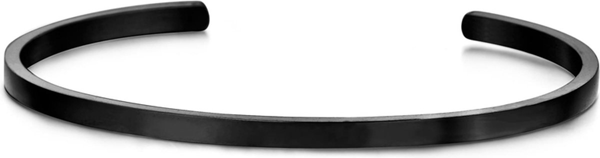 Colori 4 COL0012 Stalen Open Bangle - One-Size (60 X 50 X 4 mm) - Zwart