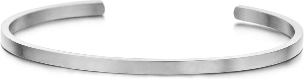 Colori 4 COL0011 Stalen Open Bangle - One-Size (60 X 50 X 4 mm) - Zilver