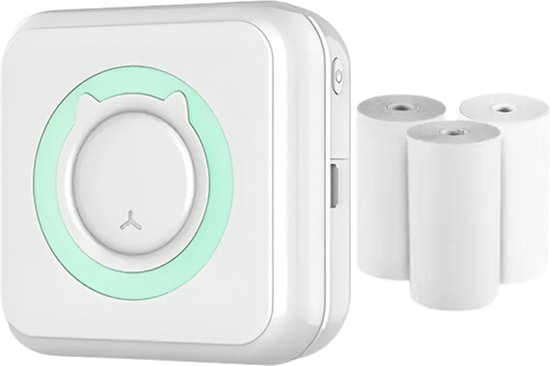 Foto: Draagbare smart foto printer mini printer label printer portable printer inclusief 7x rol printpapier miniprint