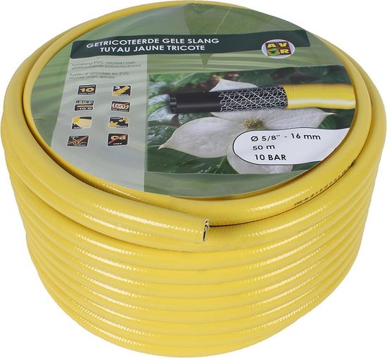 Punt inch Depressie AVR getricoteerde tuinslang geel 5/8'' 50 meter | bol.com