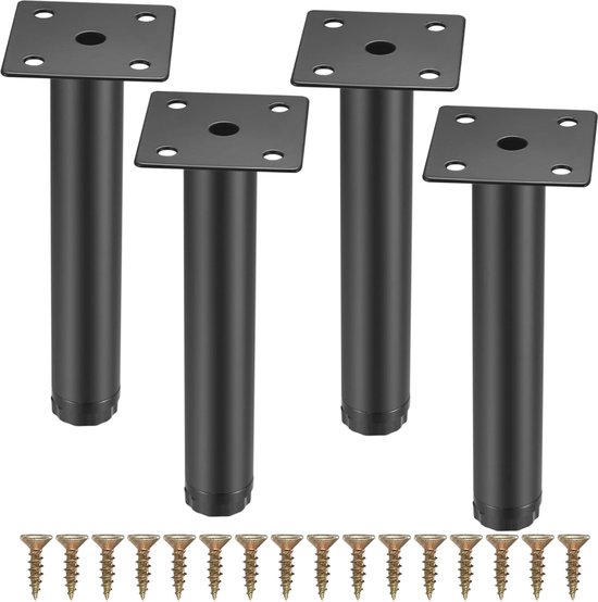 4 stuks meubelpoten zilveren meubelpoten verstelbare meubelpoten metalen badkamerkast poten aluminium meubelglijders gebruikt voor bank, bank, salontafel, bed, tafelpoten, nachtkastje (200 mm