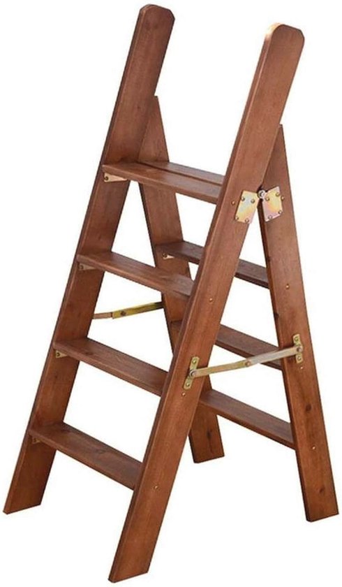 Houten ladderstoel, multifunctionele opvouwbare trapstoel voor thuis, 4