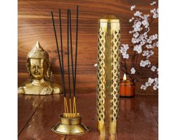 Messing Wierook Brander Houder - Toren Stand Ash Catcher - Frans Touw Ontwerp - Thuiskantoor Geur Yoga Meditatie - 10 inch