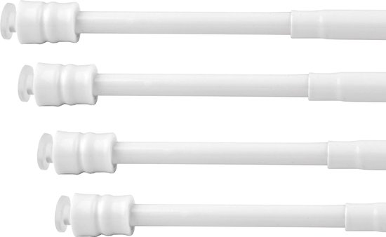Set van 3 klemstangen voor gordijnen, klemstang zonder boren, uittrekbare klemstang voor gordijnen, kasten, doe-het-zelf planken, wit (58-85 cm