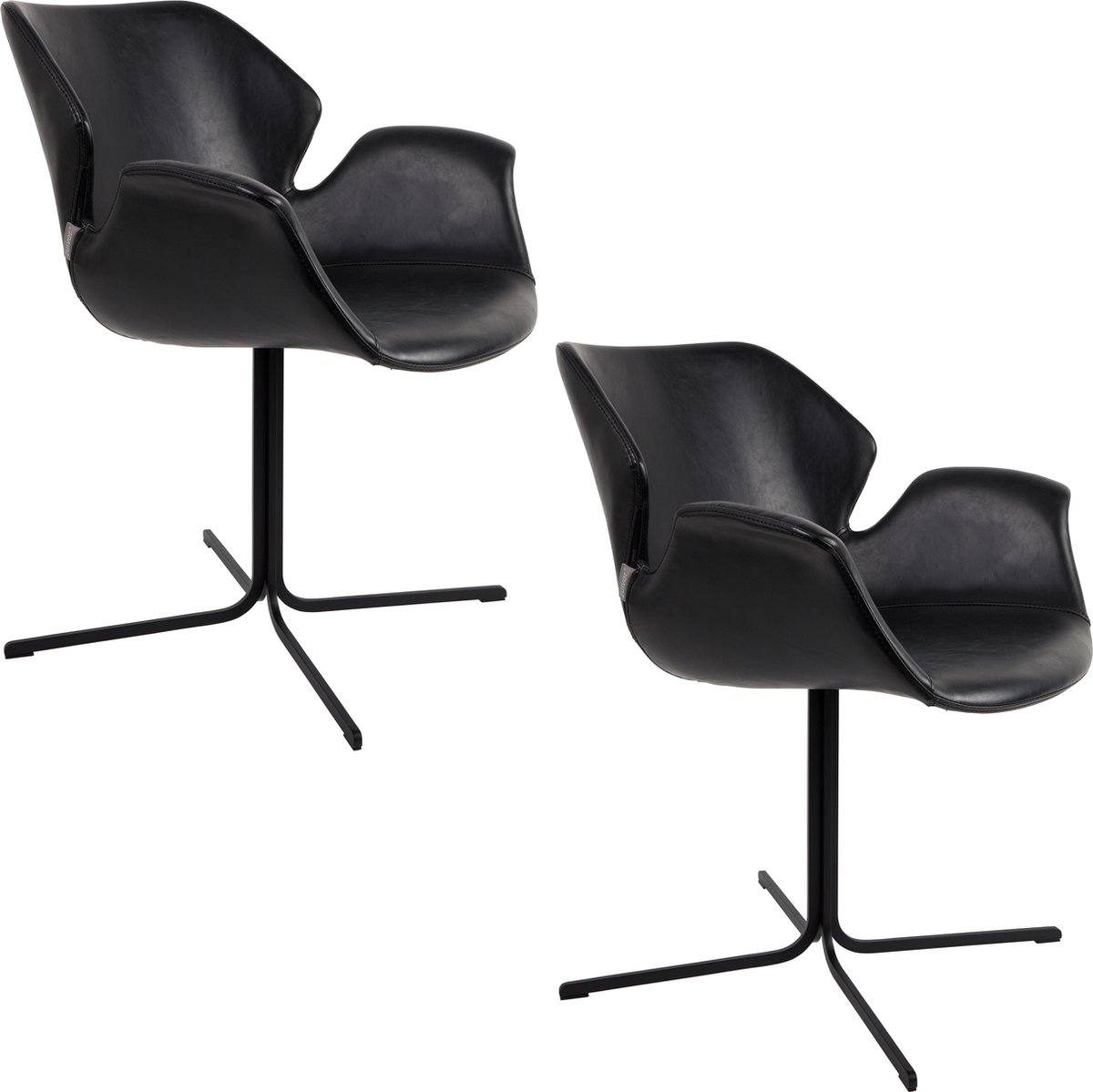 Zuiver Nikki Eetkamerstoelen Armleuning Zwart - Set van 2