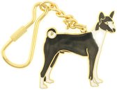 Behave® Sleutelhanger hond zwart wit emaille 4,5 cm