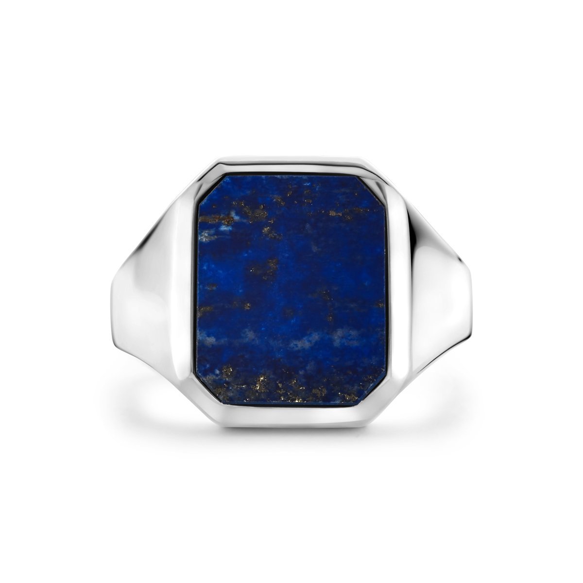 Zilver Zegelring Massief Lapis 13 X 11Mm Wit 1021780