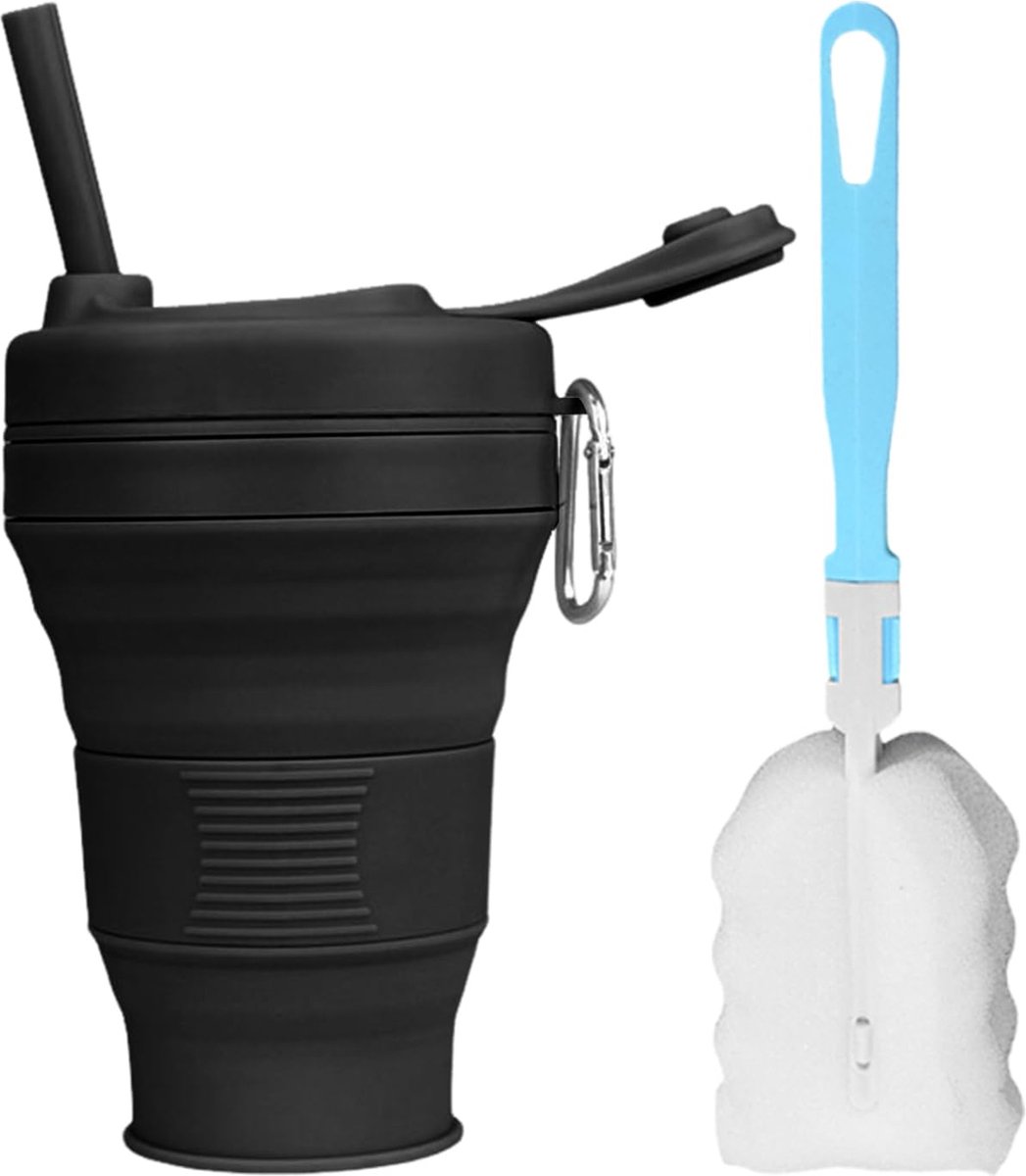 La'Moussawi ® Faltbare Reisbeker Set Met Inclusief Reiningsborstel Voor Buitenactiviteiten