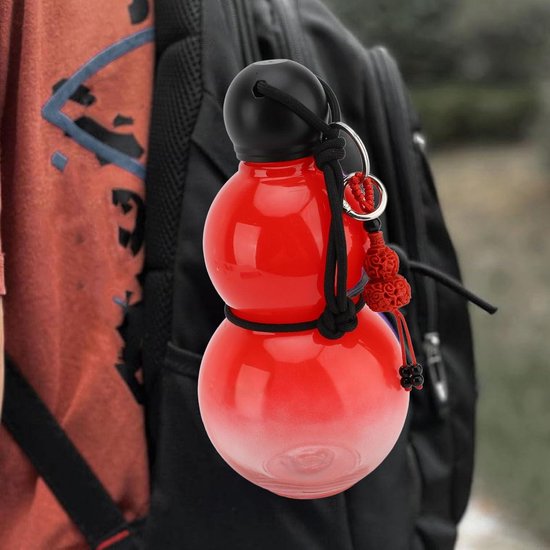 Kalebas Waterfles - Zwarte Myth Monkey King, 800ML Chinese Stijl Met Riem, 30oz Chinees Retro-geïnspireerd voor Buiten (Rood