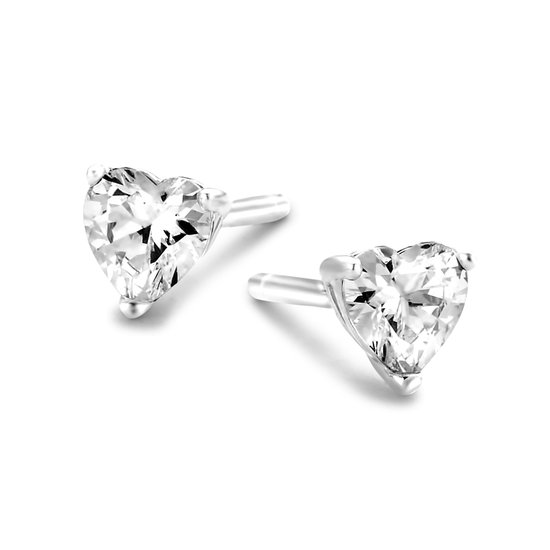 Nouveau Bling 9NB-0451 Boucles d'oreilles en argent avec zircone coeur - Argent - Zircone - Coeur - 4mm - Couleur argent