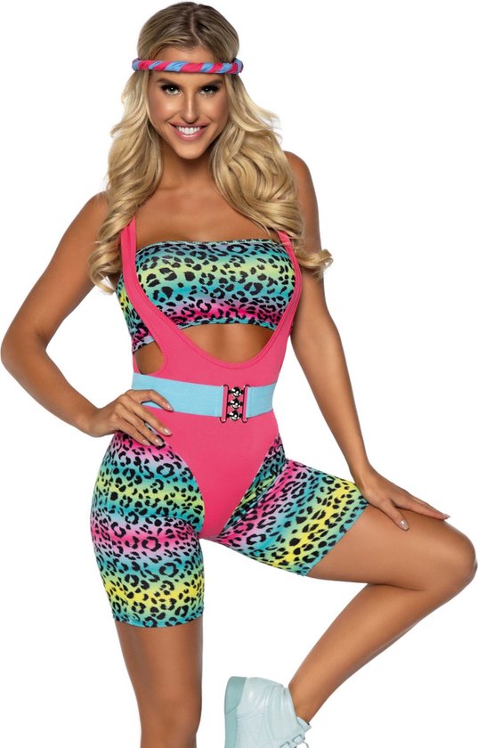 Leg Avenue - 80's Cardio Cutie Kostuum - XS - Multicolours