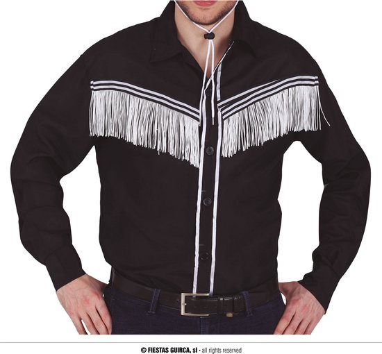 NW Mens stijlvolle westerse cowboy shirt geborduurd slim fit casual lange mouwen shirts heren bruiloft party shirt, zwart., M