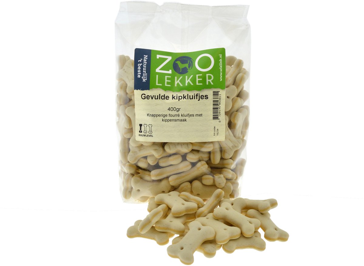 Zoolekker Gevulde kipkluifjes - hondenkoekjes - 400 gram